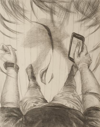 格蕾丝·亚当斯17年的这幅自画像是以第一人称视角绘制的.