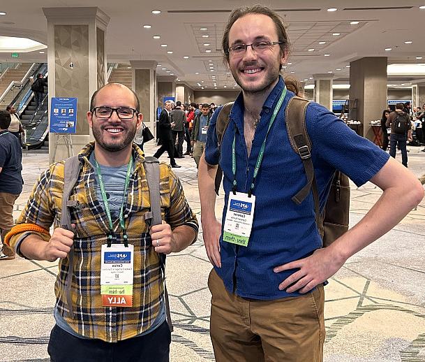 Dr. Cartagena-Sanchez, right, and Kuchta at the 2023 American Physical Society Division of Plasma Physics meeting in Denver.
