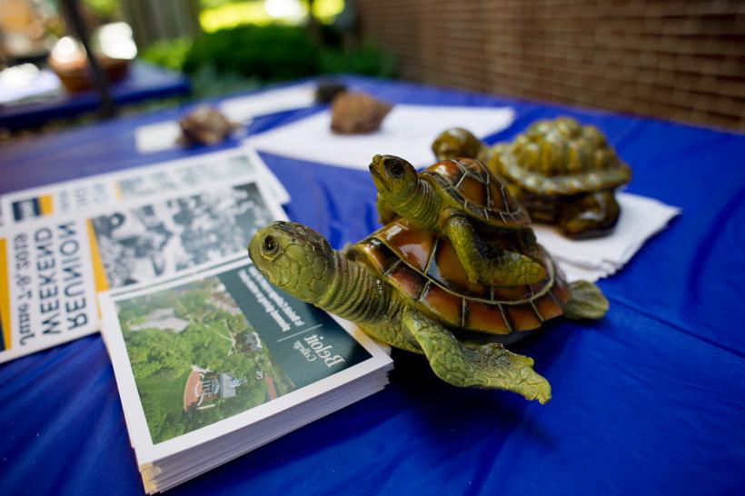 In addition to Beloit staff, turtles are ready to greet alumni upon their return.
